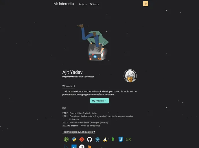 screenshot of Mr Internetix Homepage