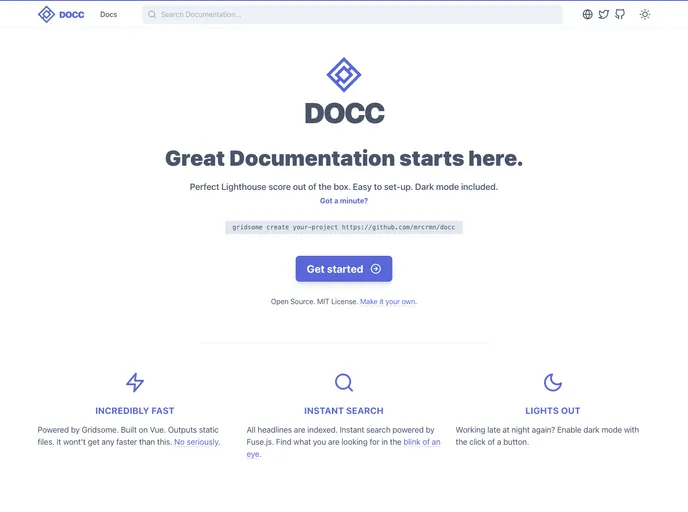 screenshot of Docc