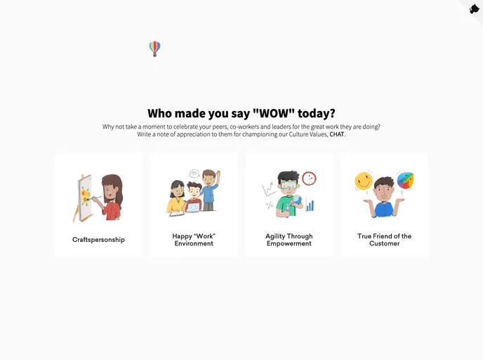 screenshot of Freshworks Peer Appreciation Cards