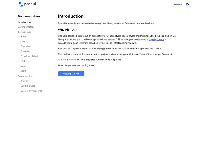 screenshot of Pier UI