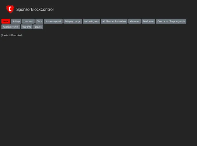 screenshot of SponsorBlockControl Sveltekit