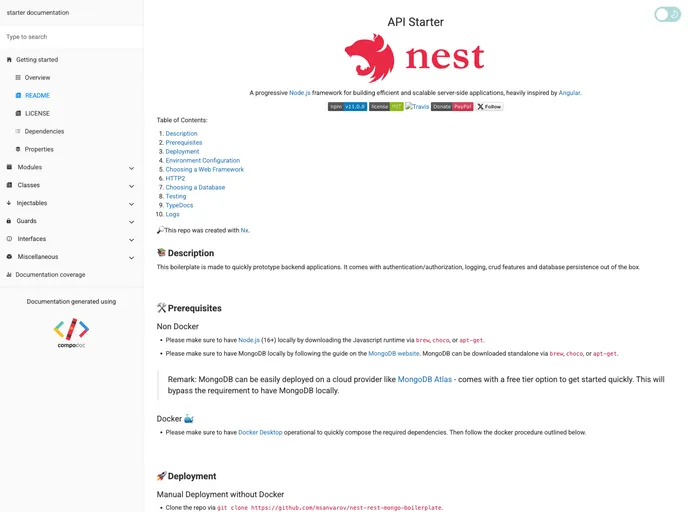screenshot of Nest Rest Mongo Boilerplate