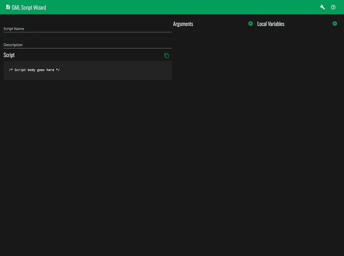 screenshot of Gml Script Wizard