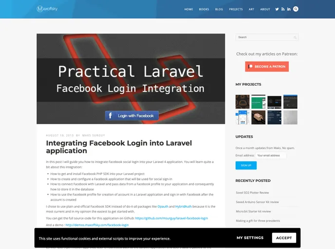 screenshot of Laravel Facebook Login