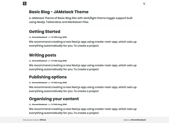 screenshot of Next Basic Blog