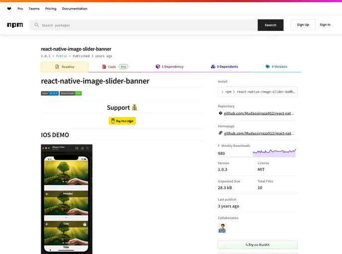 screenshot of React Native Image Slider Banner