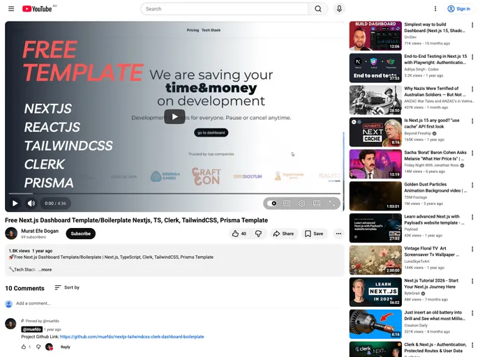 Nextjs Tailwindcss Clerk Dashboard Boilerplate screenshot