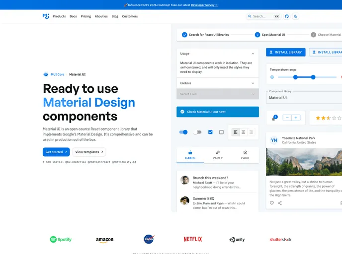 Material UI screenshot