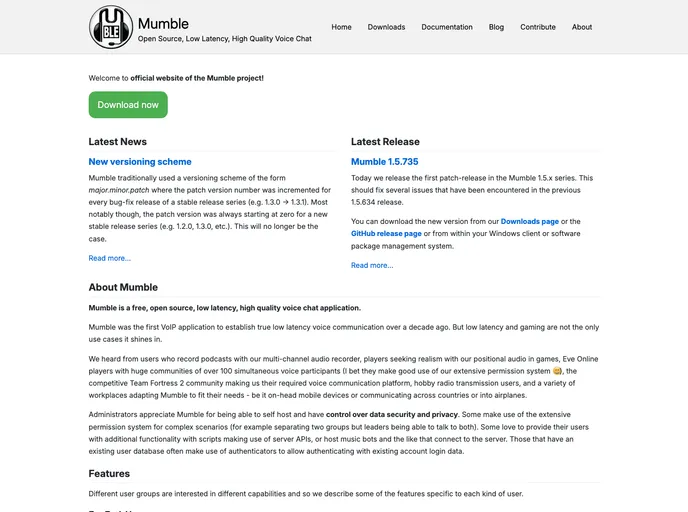 screenshot of Mumble Www