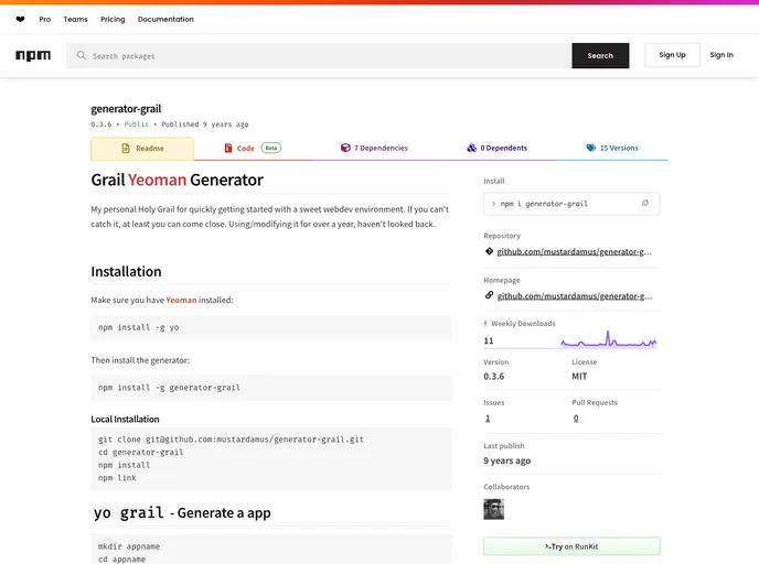 screenshot of Generator Grail