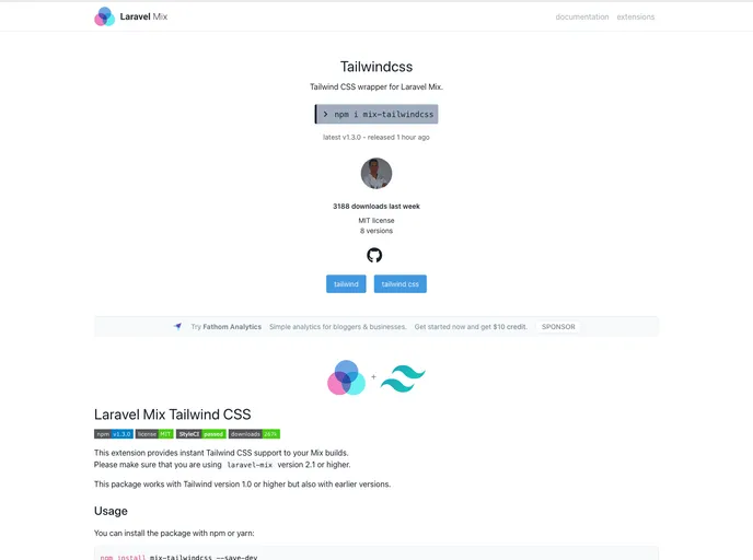 screenshot of Laravel Mix Tailwindcss