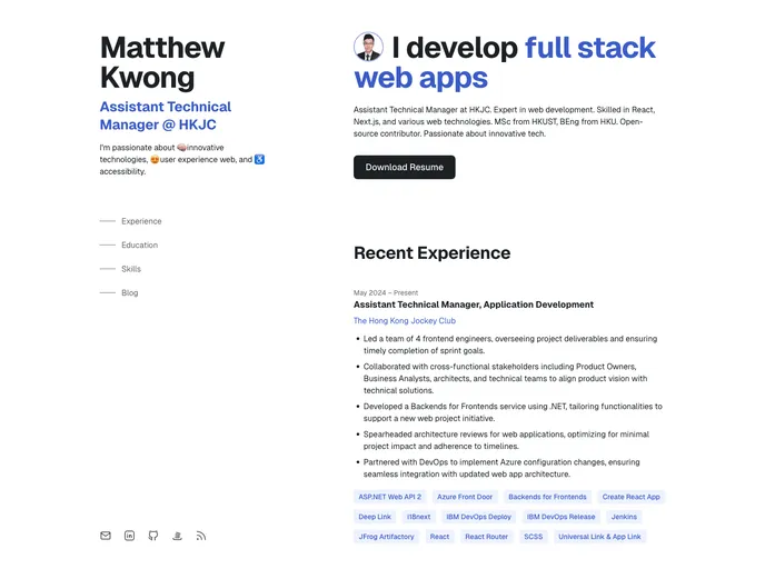 screenshot of Resume V2