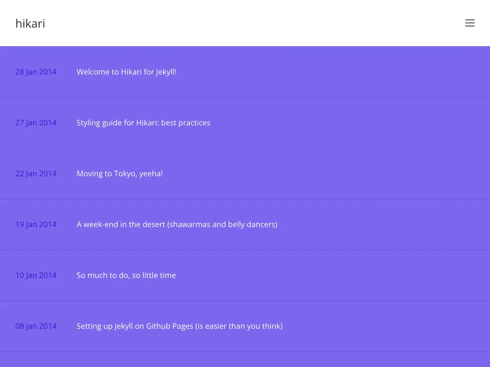 screenshot of Hikari For Jekyll