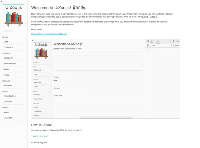 screenshot of UiZoo.js