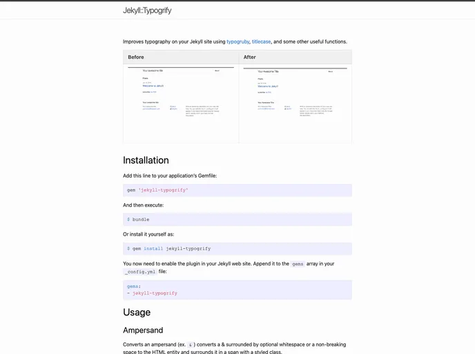 screenshot of Jekyll Typogrify