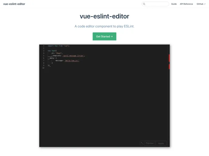 Vue Eslint Editor screenshot