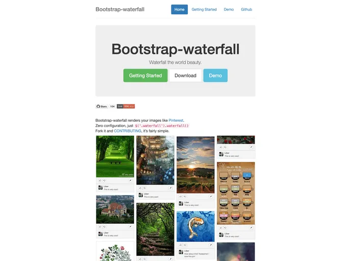 screenshot of Bootstrap Waterfall