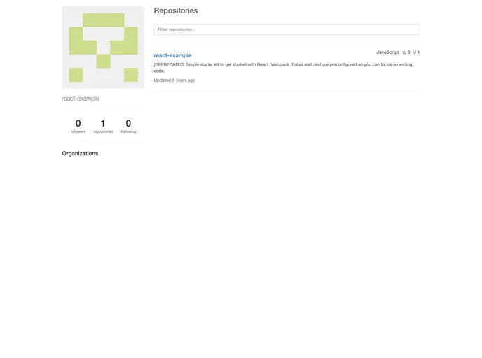 screenshot of React Example