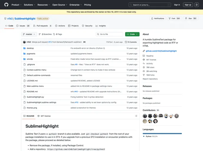 screenshot of SublimeHighlight