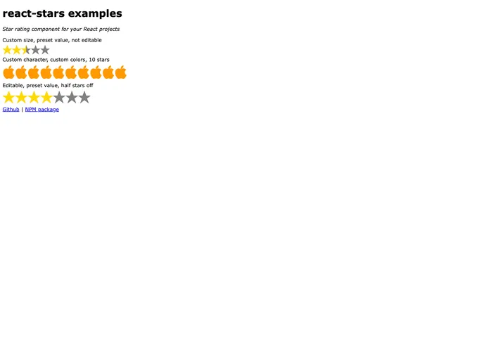 screenshot of React Stars