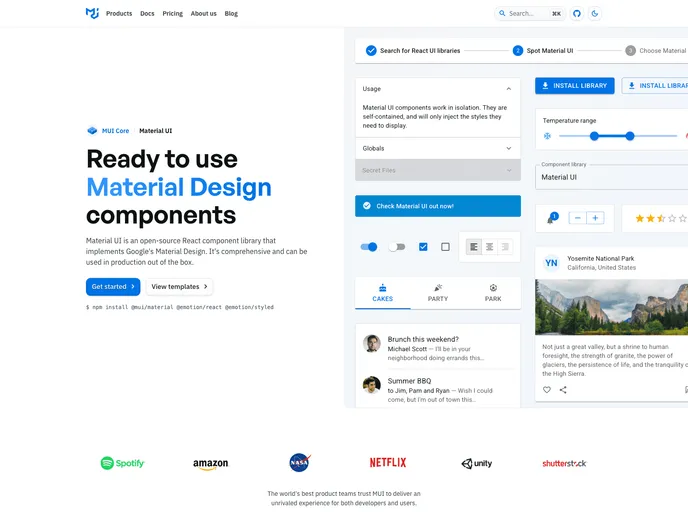 screenshot of Awesome Material UI