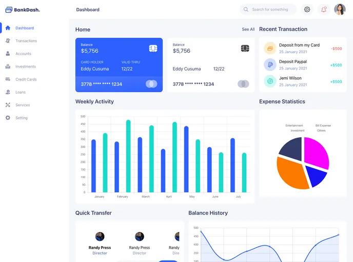 screenshot of Bankdash
