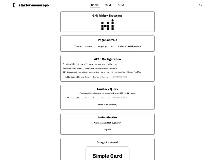 Starter Monorepo screenshot