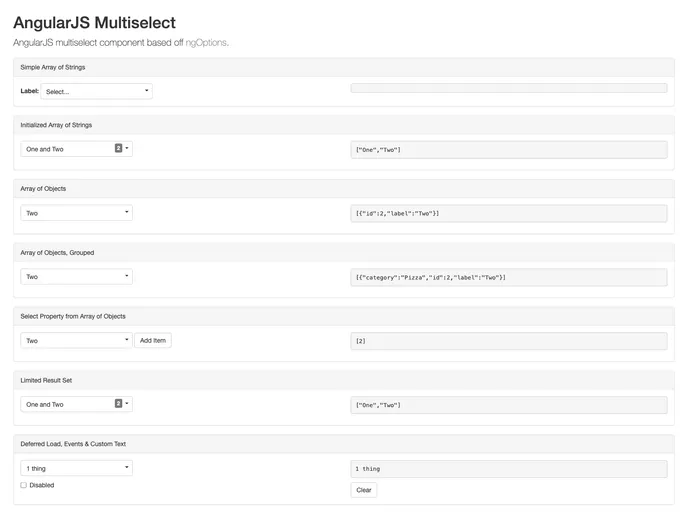 screenshot of Angular Multiselect