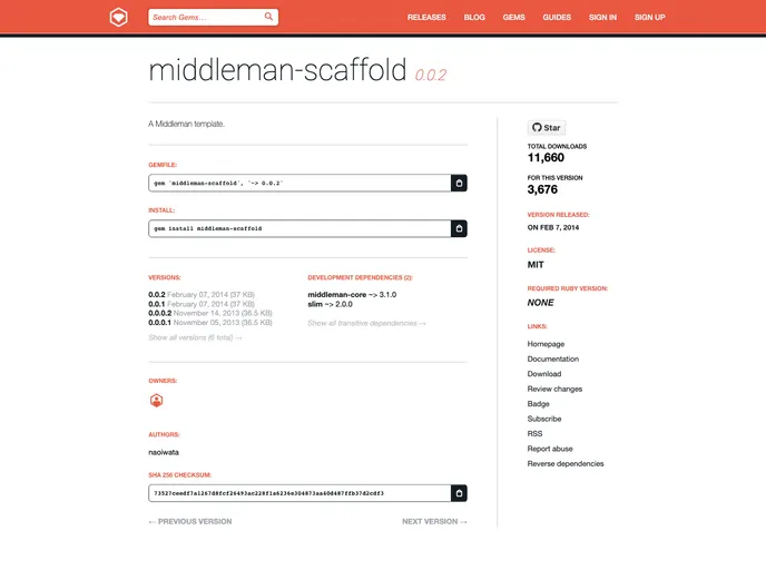 screenshot of Middleman Scaffold