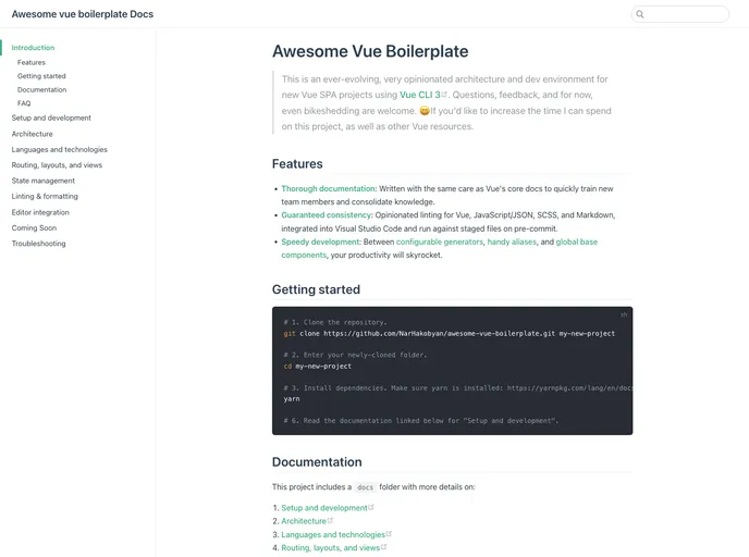 screenshot of Awesome Vue Boilerplate