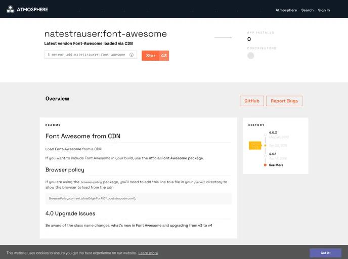 screenshot of Meteor Font Awesome