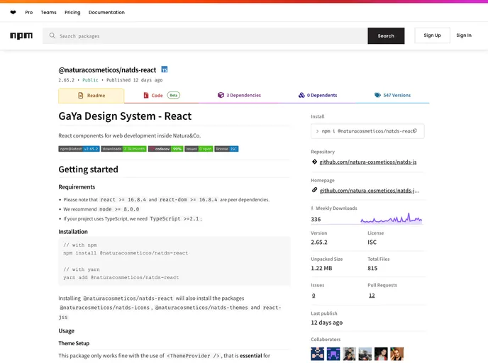 screenshot of Natds Js