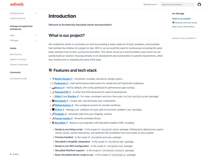 screenshot of Naturaily Storyblok Next Starter