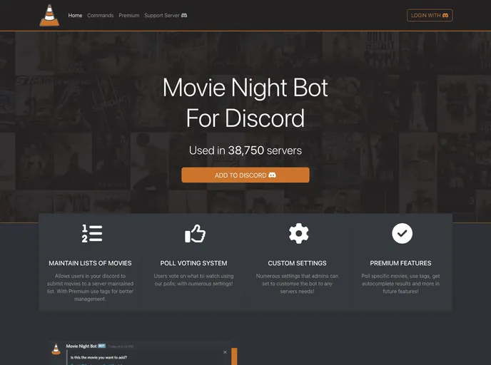 screenshot of Movie Night Discord Bot