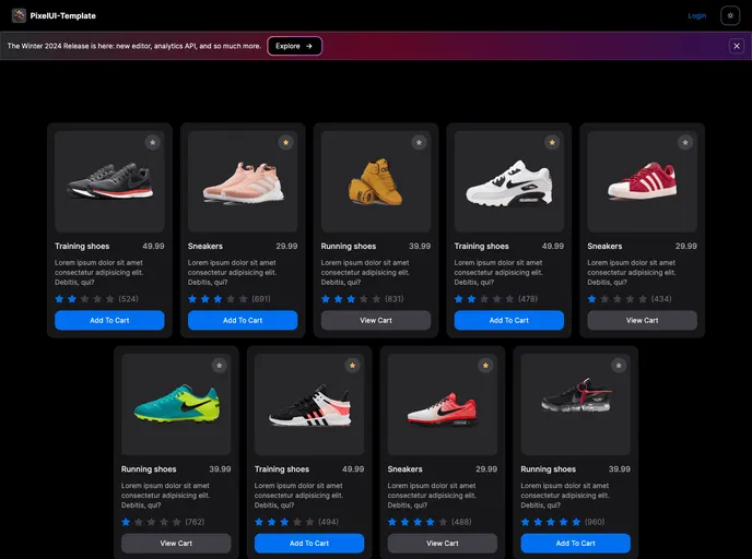 Pixelui Nextjs Template screenshot