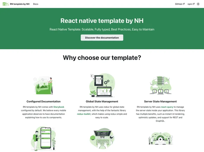 screenshot of React Native Template By Nh