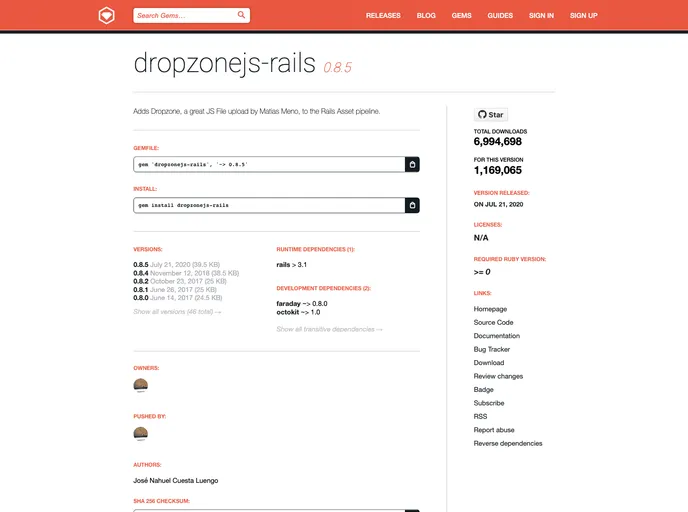 screenshot of Dropzonejs Rails