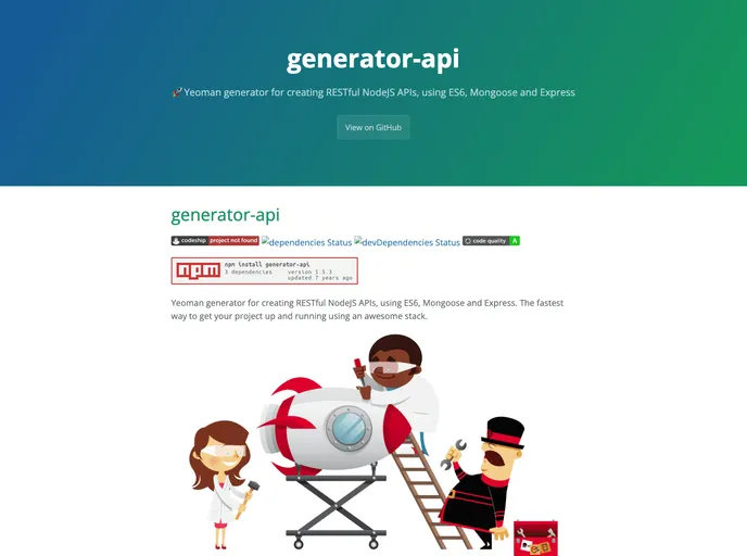 screenshot of Generator Api