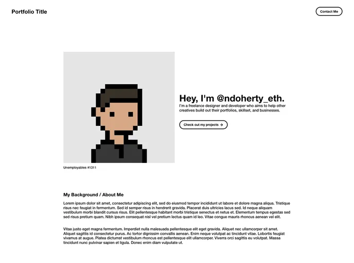 screenshot of Unemployables Portfolio Template