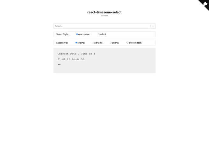 React Timezone Select screenshot