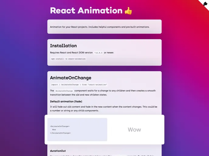 screenshot of React Animation