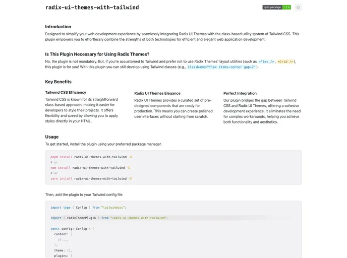 screenshot of Radix UI Themes With Tailwind