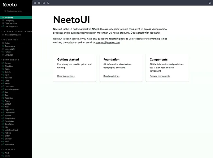 screenshot of Neeto UI