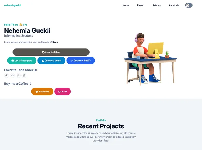 Portfolio Html Tailwindcss Nehemiagueldi screenshot