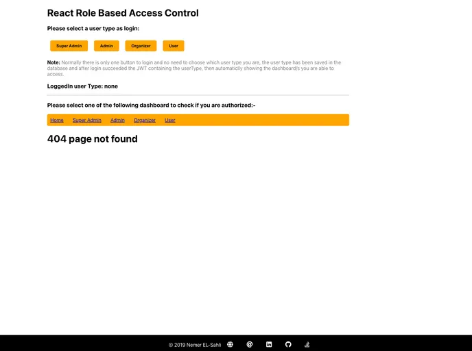 screenshot of React Role Based Access Control