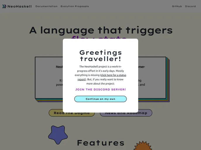screenshot of Neohaskell.github.io