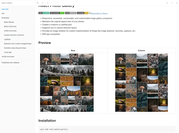 screenshot of React Photo Gallery