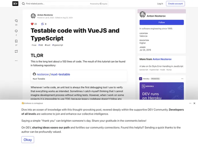 screenshot of Nuxt Testable