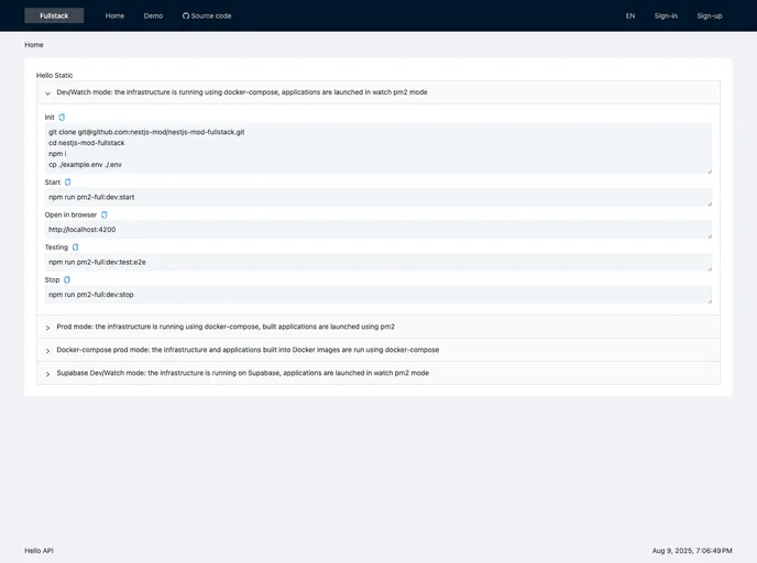 screenshot of Nestjs Mod Fullstack