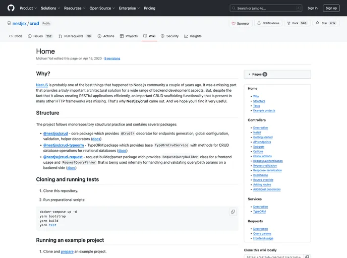 screenshot of Crud